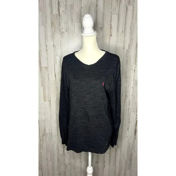 Polo Ralph Lauren Men's Medium Gray Long Sleeve V-Neck T-Shirt - Picture 1 of 6